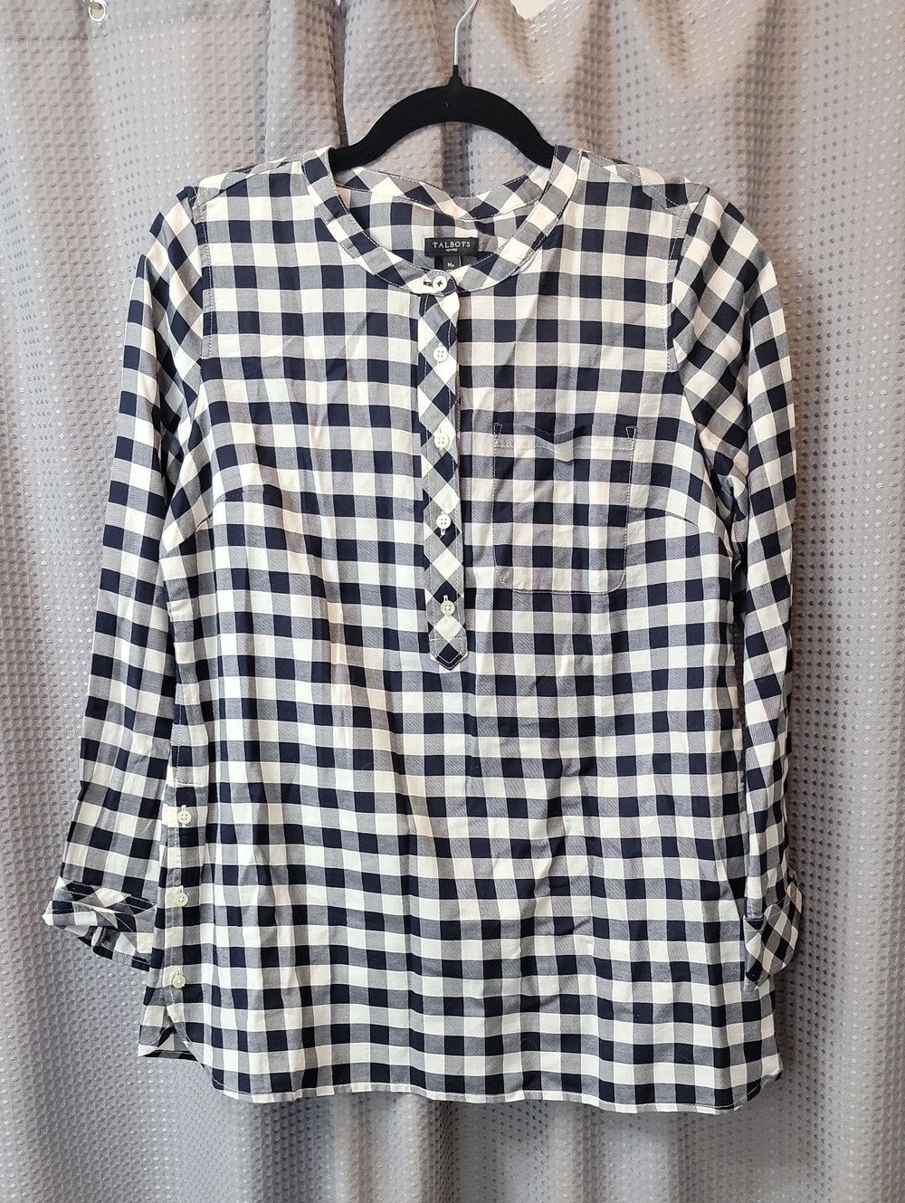 Talbots Gingham Button Down Women's Top Side Buttons Size M Petie